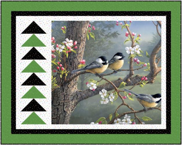 Magical Season: Chickadee Morning - Green by Spool and Bobbing Quilting